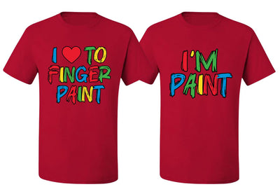 I Love to Finger Paint, I'm Paint, Funny Painting Meme His and Hers Valentine's Day Matching Couple T-Shirt