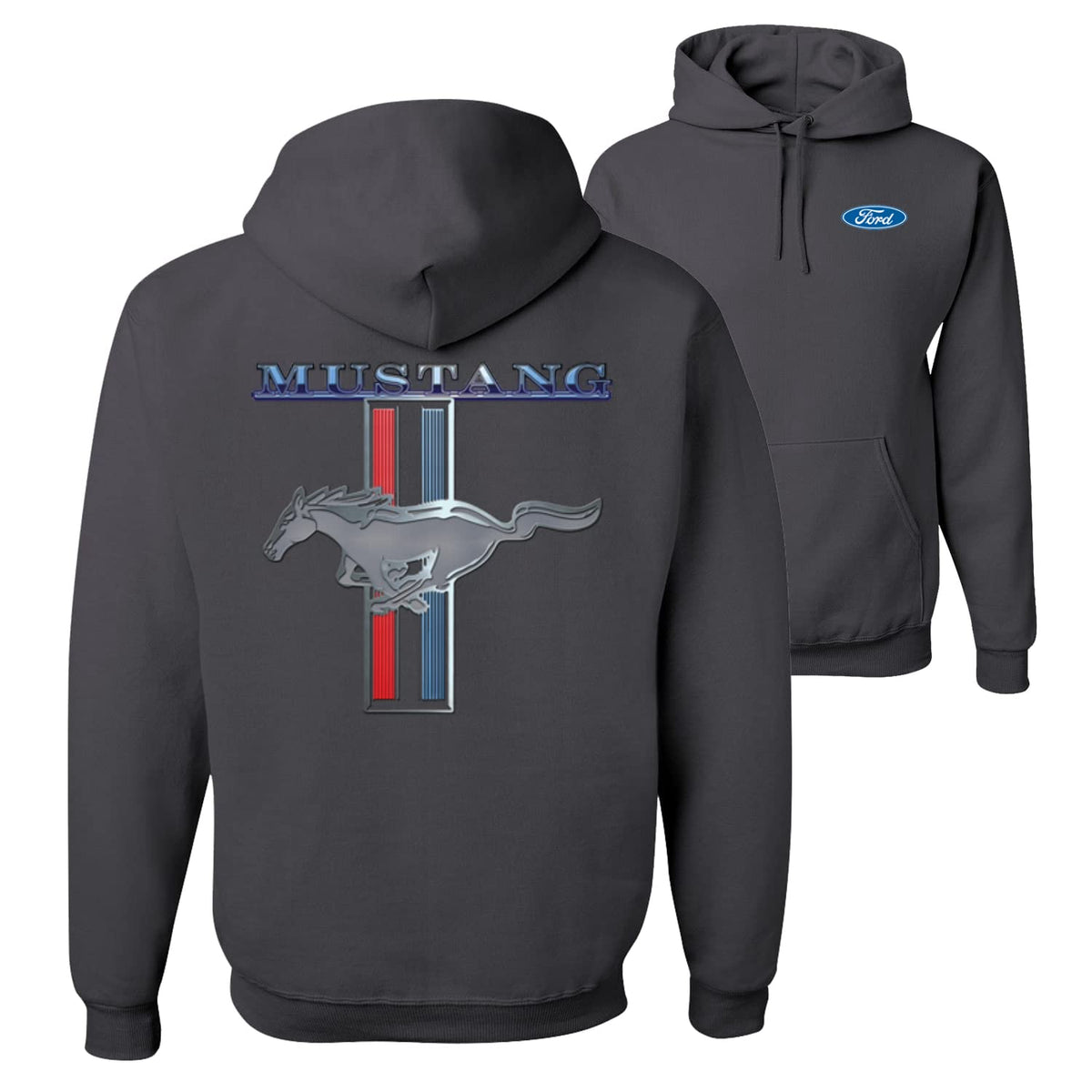 Ford Mustang Classic Pony USA Logo Emblem Cars and Trucks Front and Back Unisex Graphic Hoodie Sweatshirt