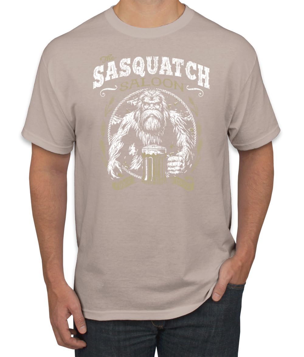 The Sasquatch Saloon Funny Bigfoot Beer Conspiracy Pop Culture Men's T-Shirt