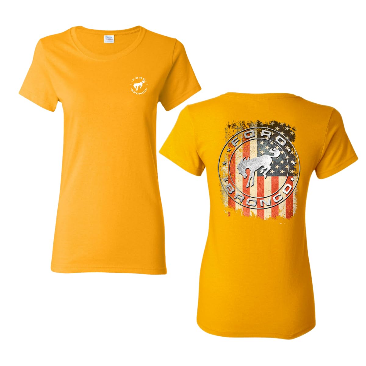 US Flag Ford Bronco Front and Back  Cars and Trucks Womens Graphic T-Shirt
