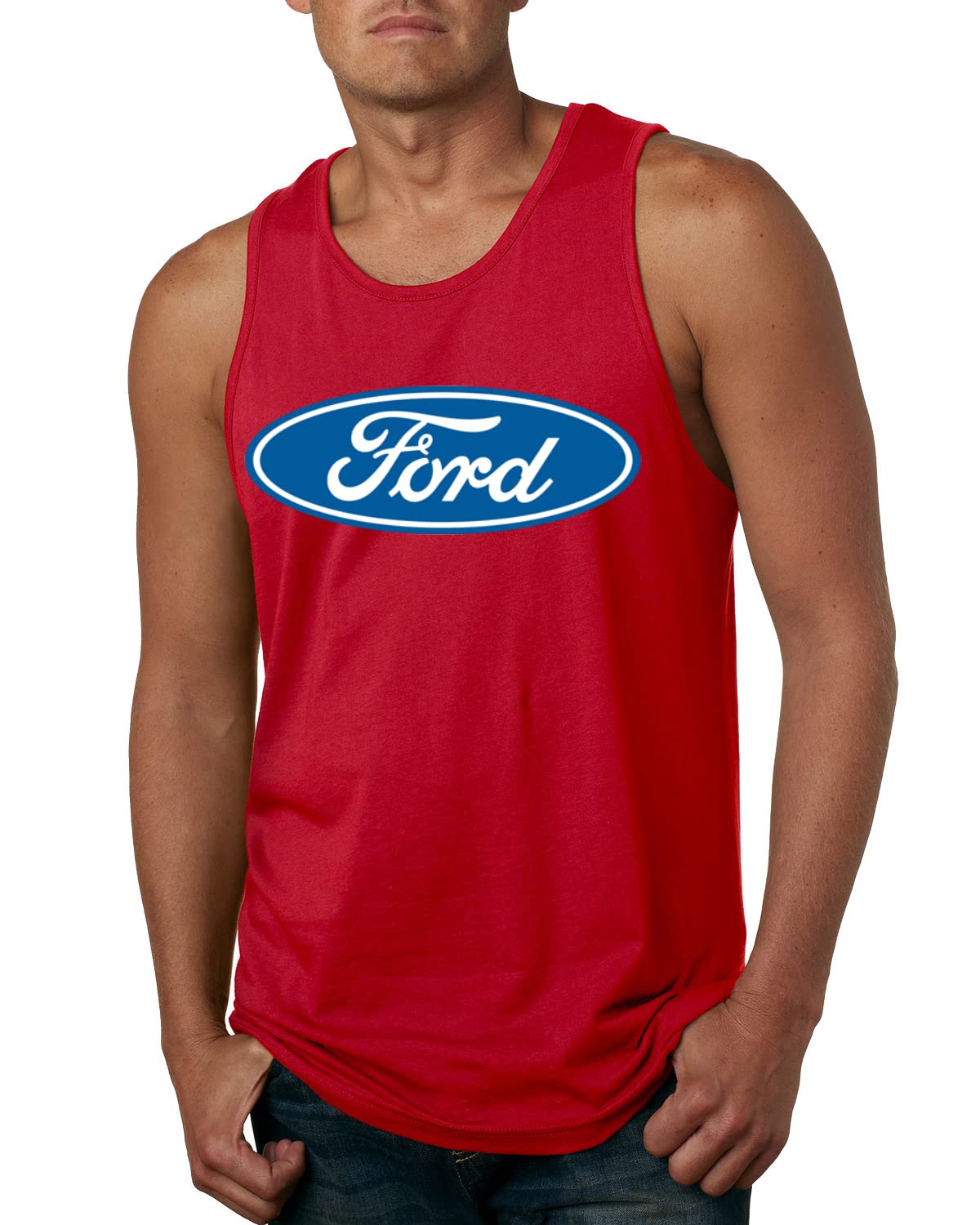 Ford Logo Tank Officially Licensed Blue Emblem Performance Cars and Trucks Mens Graphic Tank Top