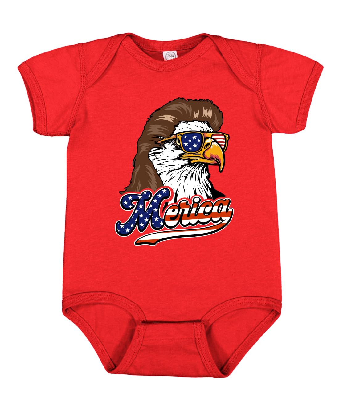 American Bald Eagle Mullet Glasses American Pride Baby Creeper Boys Girls Infant Bodysuit