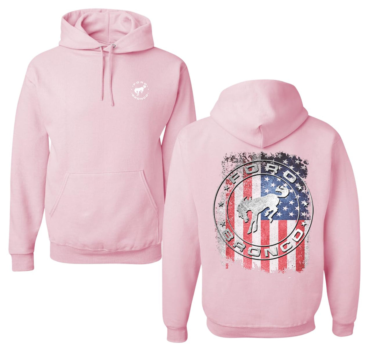 US Flag Ford Bronco Cars and Trucks Front and Back Unisex Hoodie Sweatshirt