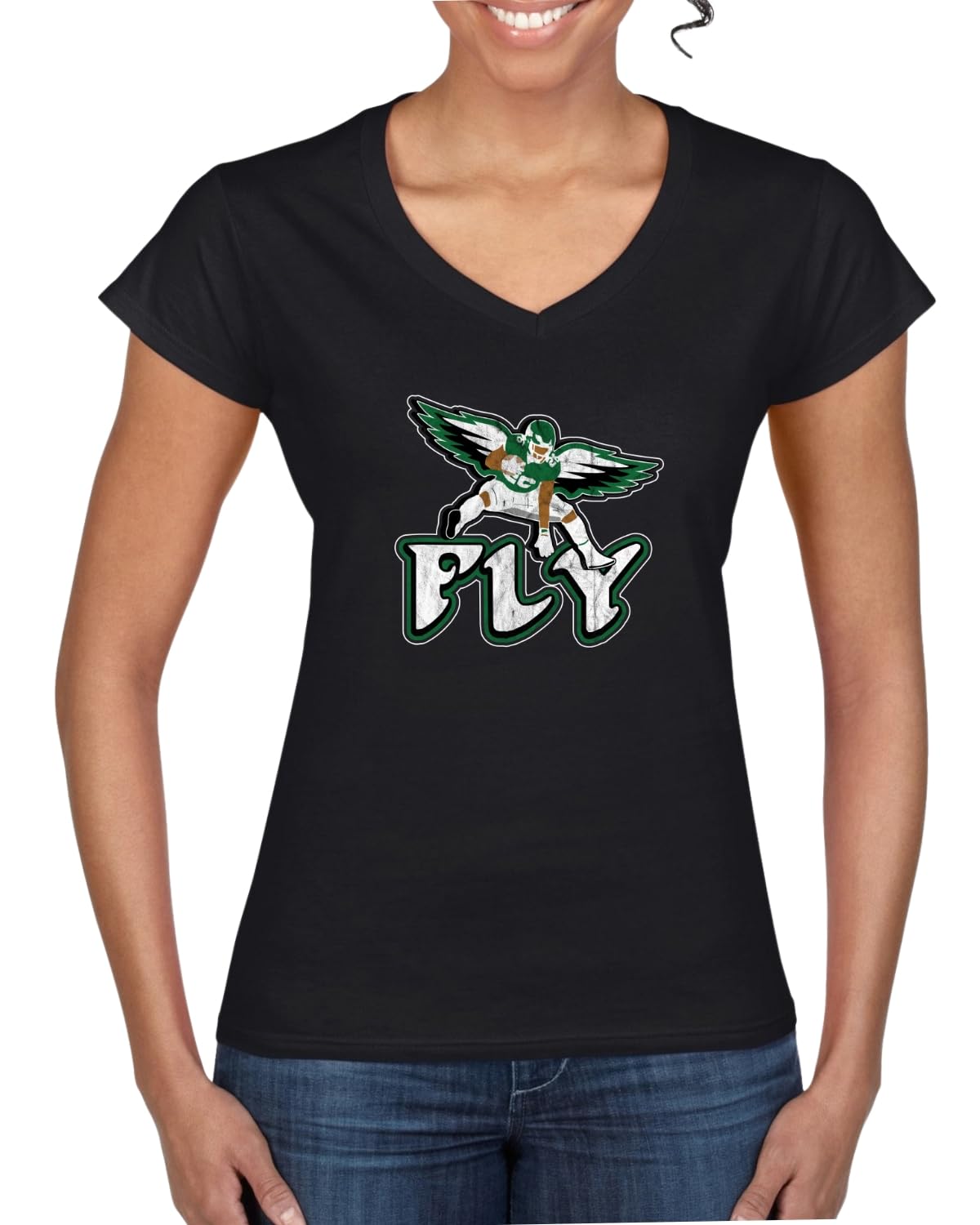 Grease The Poles Broad Street Phil Football Sports Womens Standard V-Neck Tee