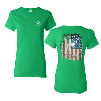 US Flag Ford Bronco Front and Back  Cars and Trucks Womens Graphic T-Shirt