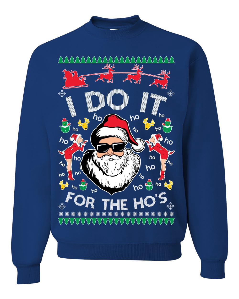 I Do It for the Hos Funny Santa Ugly Christmas Sweater Crewneck Sweatshirt