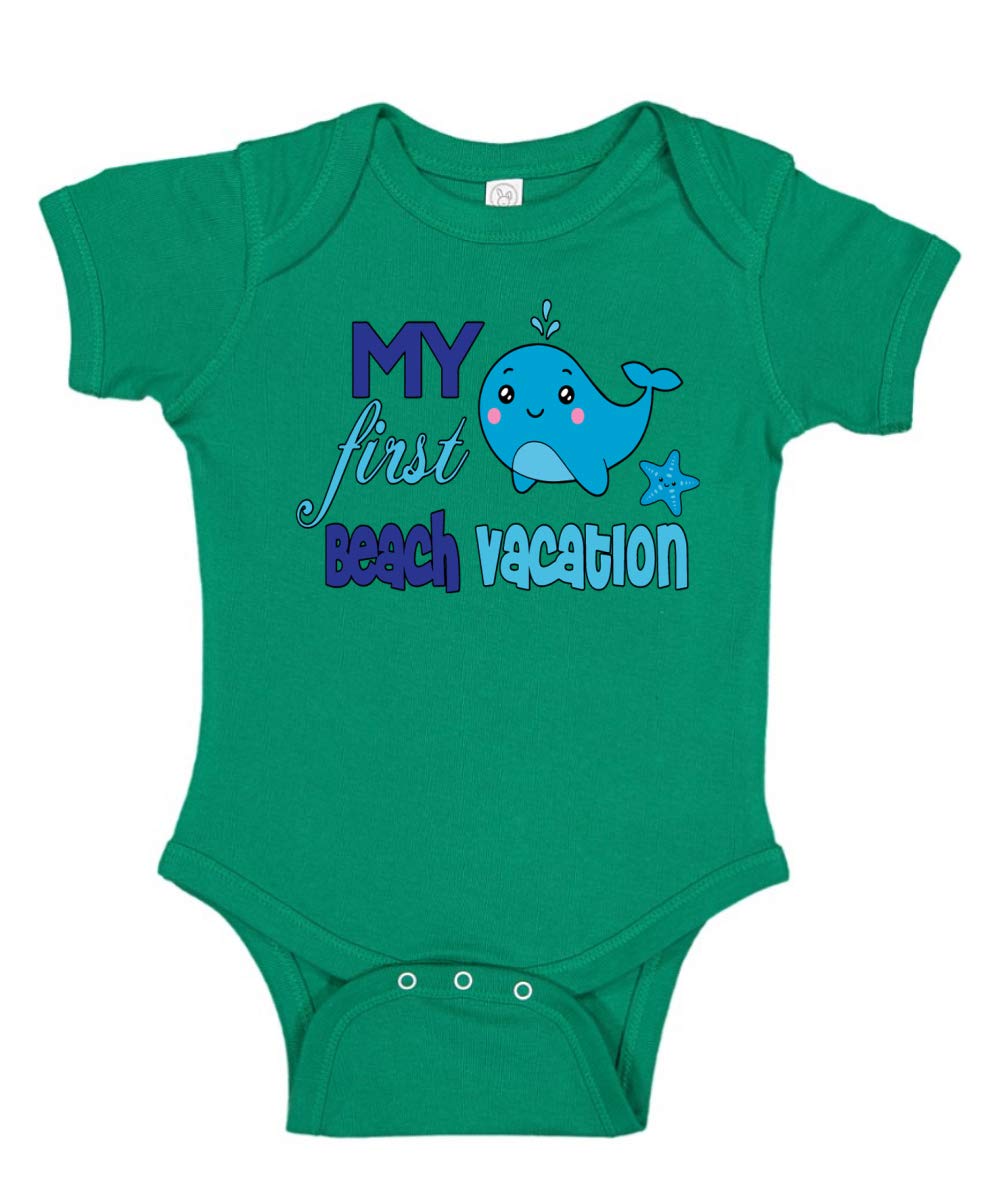 My First Beach Vacation Funny Cute Whale Humor Baby Creeper Boys Girls Infant Bodysuit