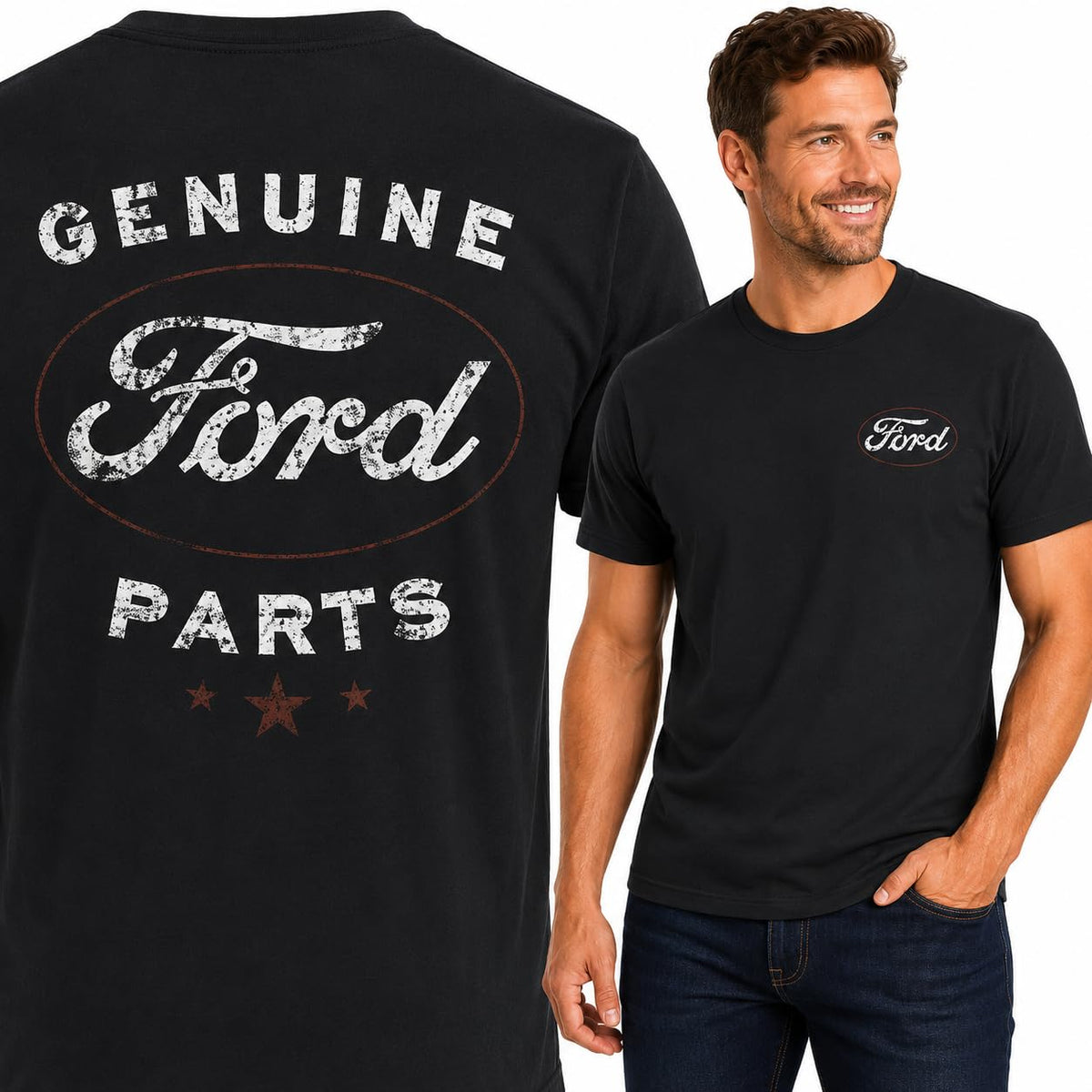 Genuine Ford Parts Vintage Distressed  Cool Printed  Cars and Trucks Men's T-Shirt