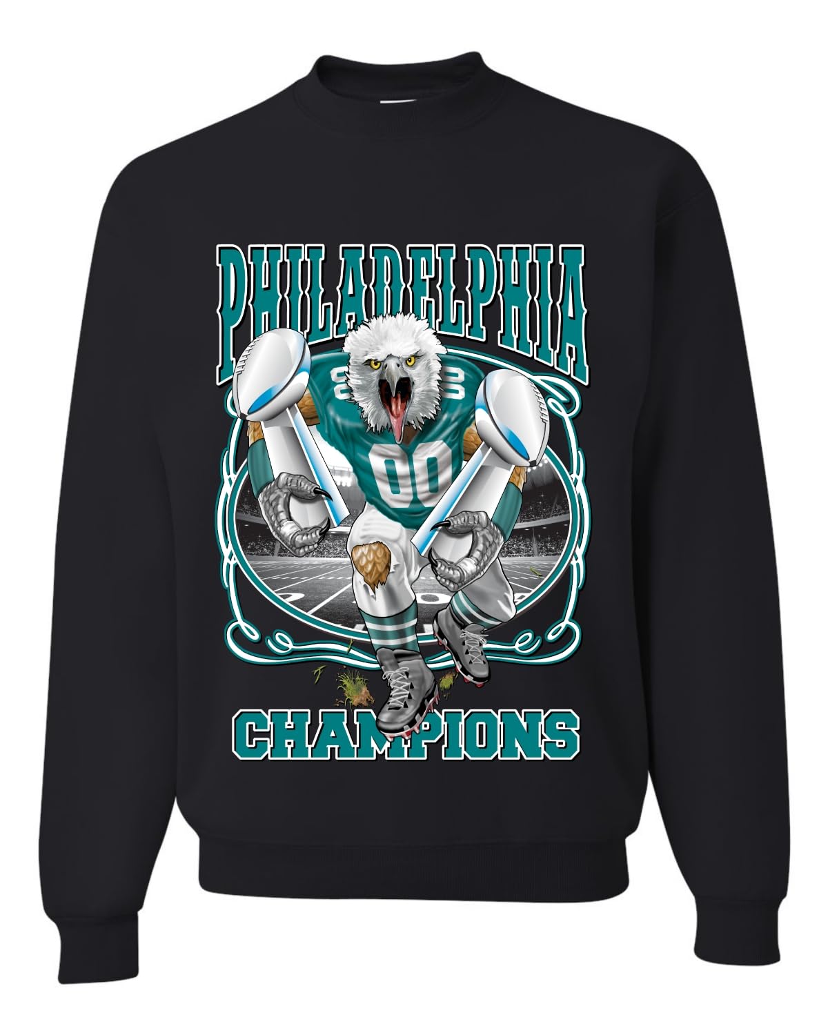 PHI Fantasy Football Sports Fan Pullover Soft Cotton Blend Graphic Unisex Crewneck Sweatshirt