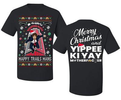 Nakatomi Plaza Happy Trails Hanz  Front and Back Style Ugly Christmas Men's T-Shirt