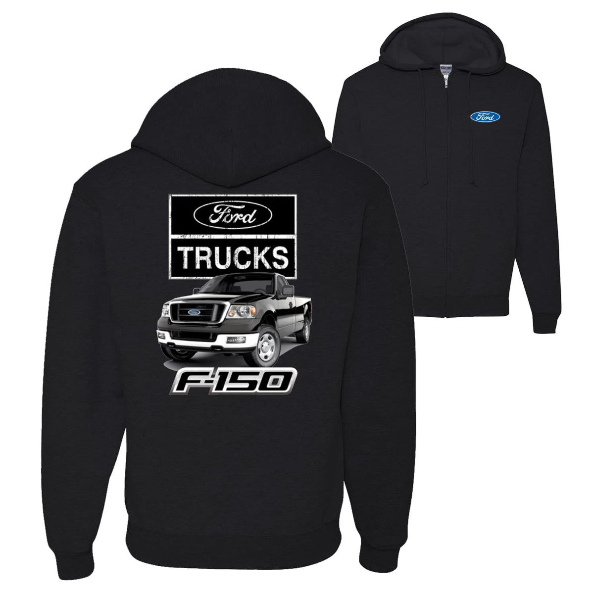 Ford Trucks F150 Pickup Front Back Cars and Trucks Graphic Zip Up Hoodie Sweatshirt
