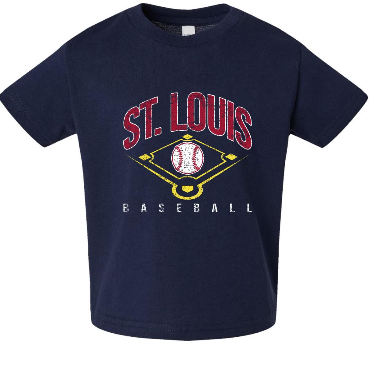 American Baseball Fan Vintage Distressed Field Sports Toddler Crew Graphic T-Shirt