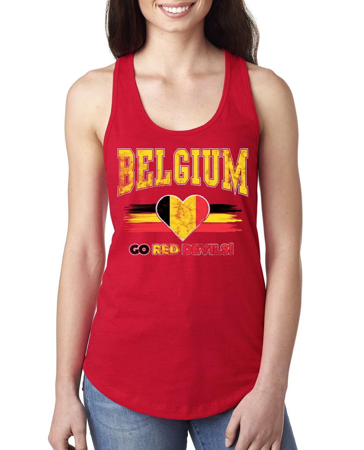 Flag Heart Soccer Fan, Women's Novelty Shirt, Game Day Gift for Her Racerback Tank Top