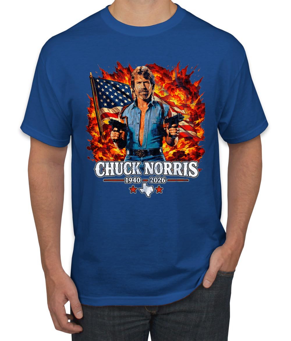 Chuck Norris 1940-2026 American Flag Texas Patriot Action Hero Memorial Tribute Pop Culture Men's T-Shirt