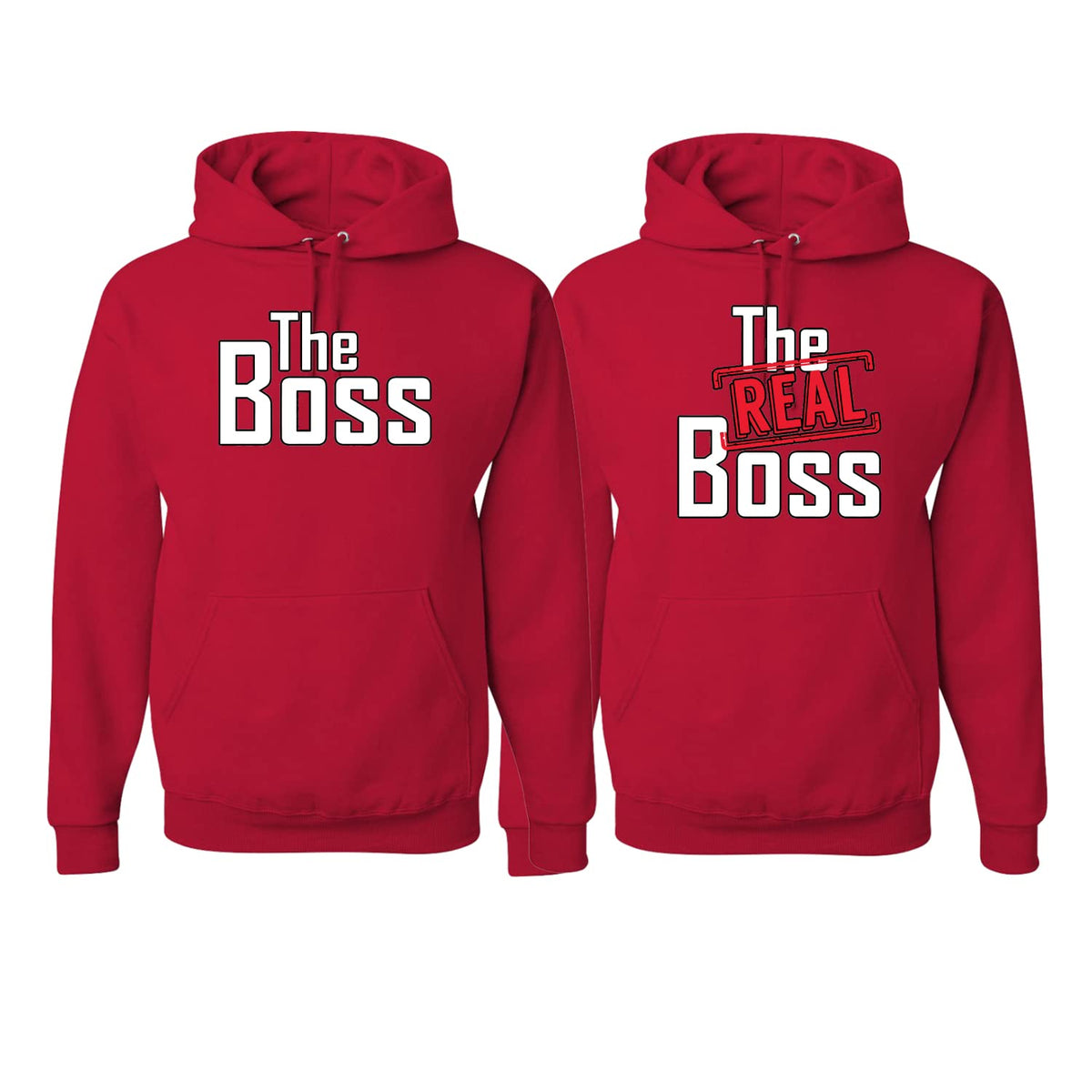 The Boss The Real Boss Funny Girlfriend Boyfriend Gift His and Hers Matching Couples Hoodie Sweater Set
