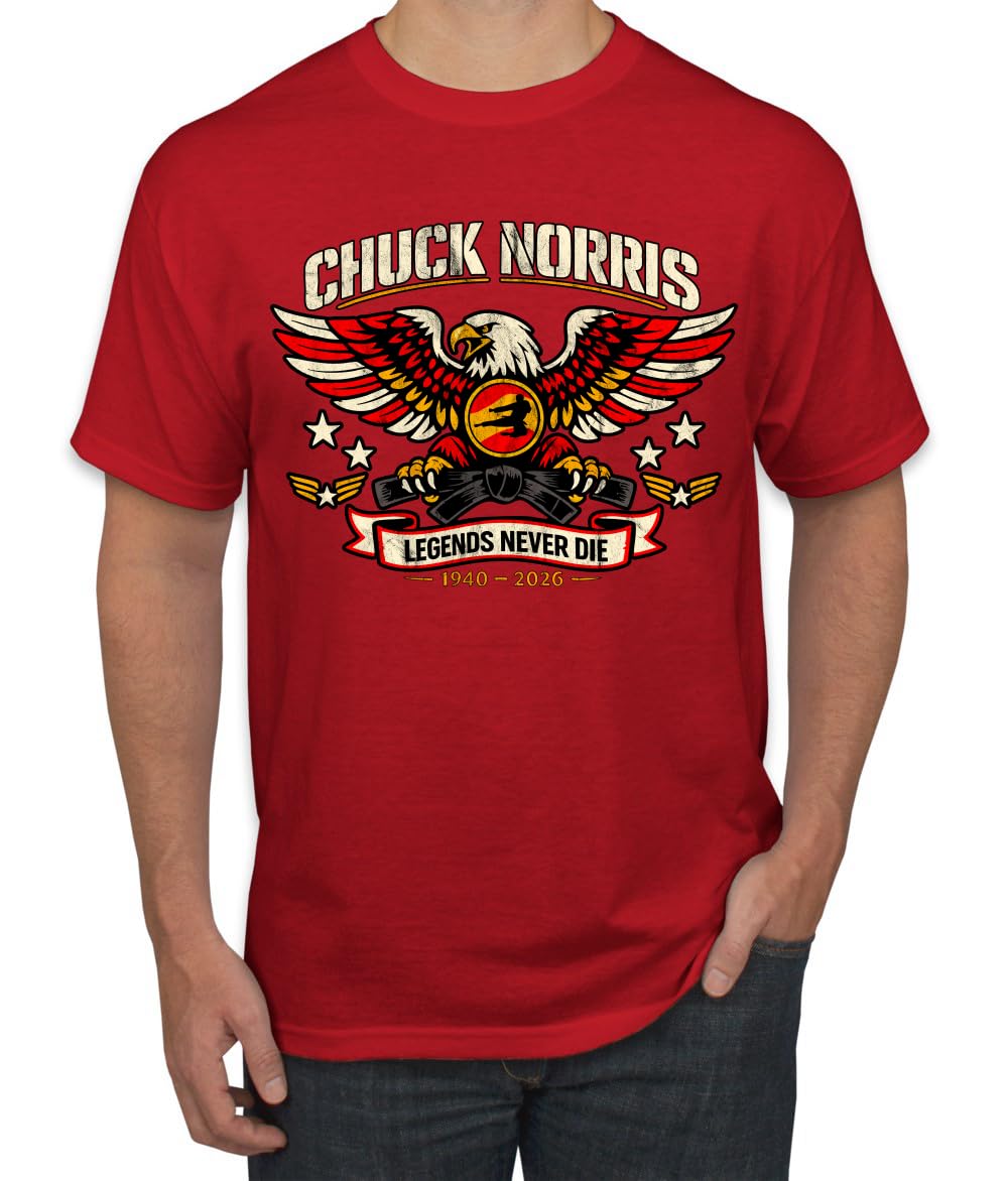 Chuck Norris Legends Never Die 1940-2026 RIP Memorial Bald Eagle Black Belt Tribute Men's T-Shirt