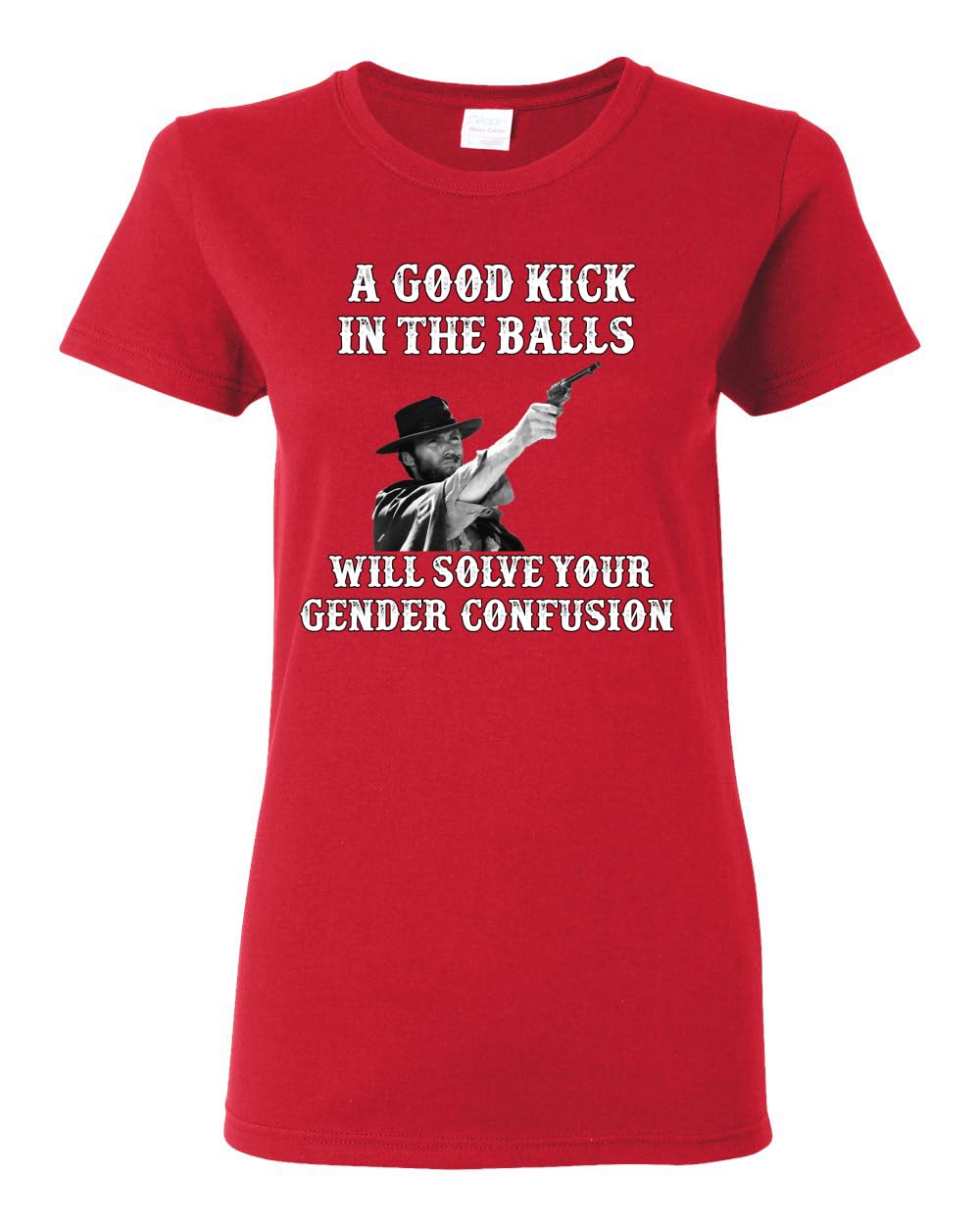 A Good Kick in The Balls Solves Gender Confusion Political Womens Graphic T-Shirt