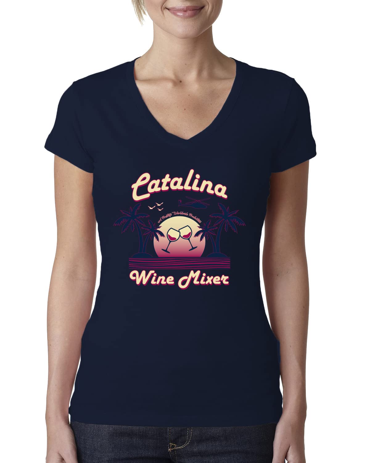 Funny Island Pop Culture Womens Junior Fit V-Neck Tee