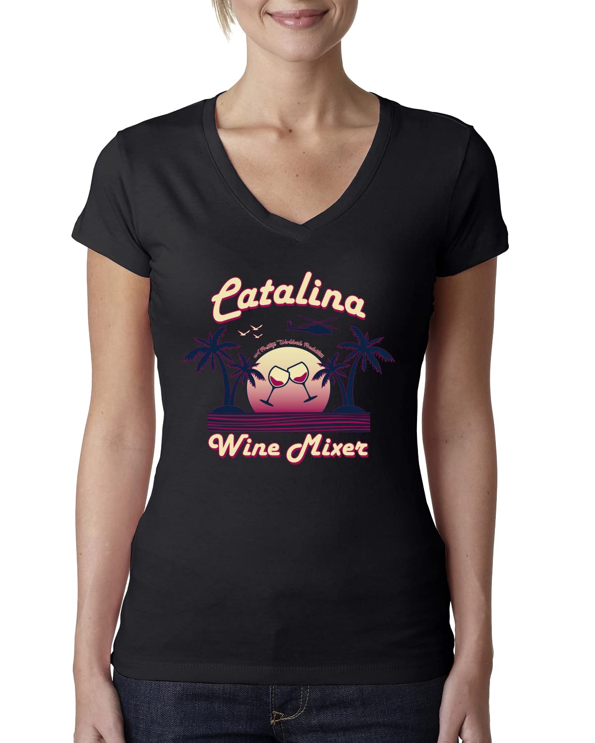 Funny Island Pop Culture Womens Junior Fit V-Neck Tee
