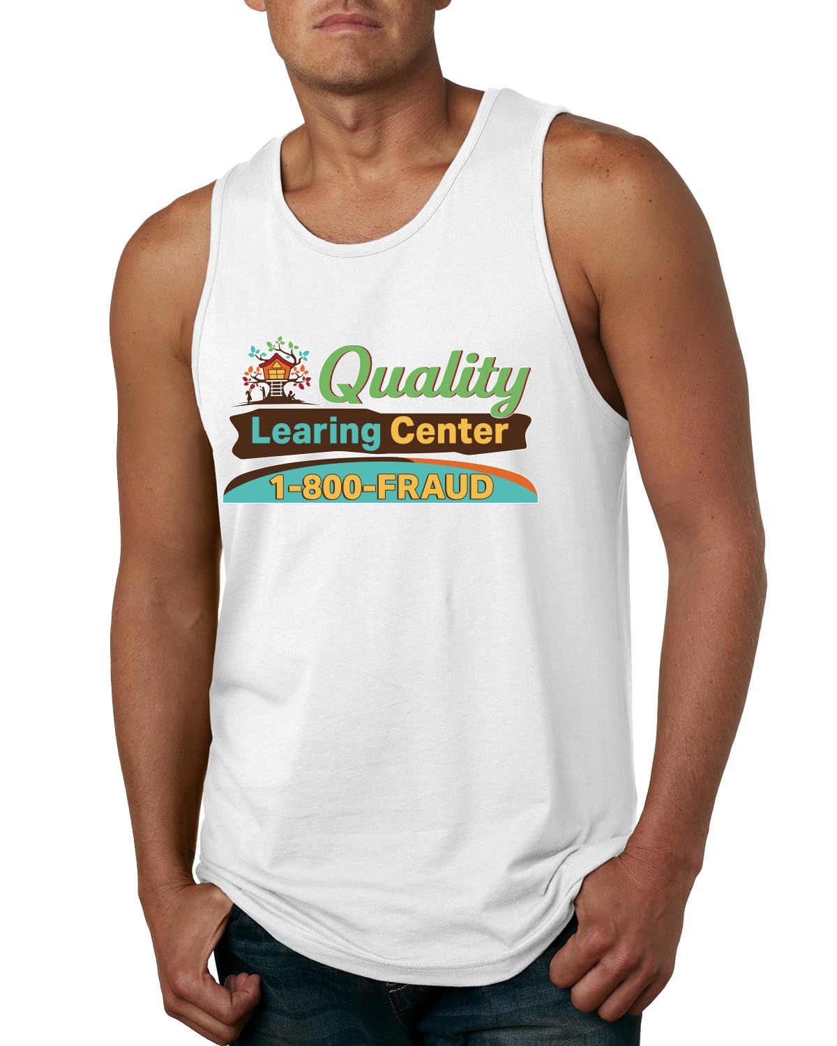 Quality Learing Center 1800-FRAUD Day Care Pop Culture Mens Tank Top