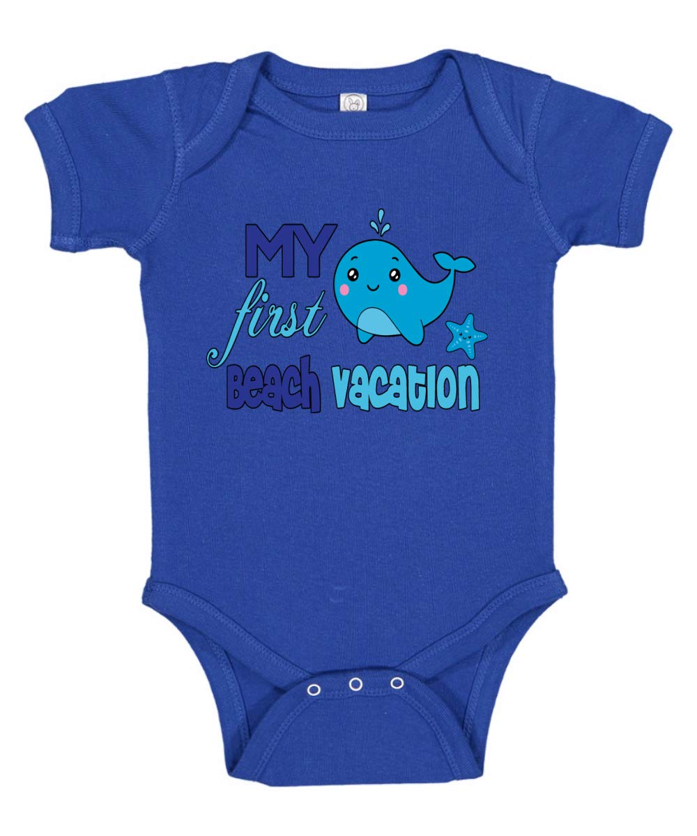 My First Beach Vacation Funny Cute Whale Humor Baby Creeper Boys Girls Infant Bodysuit