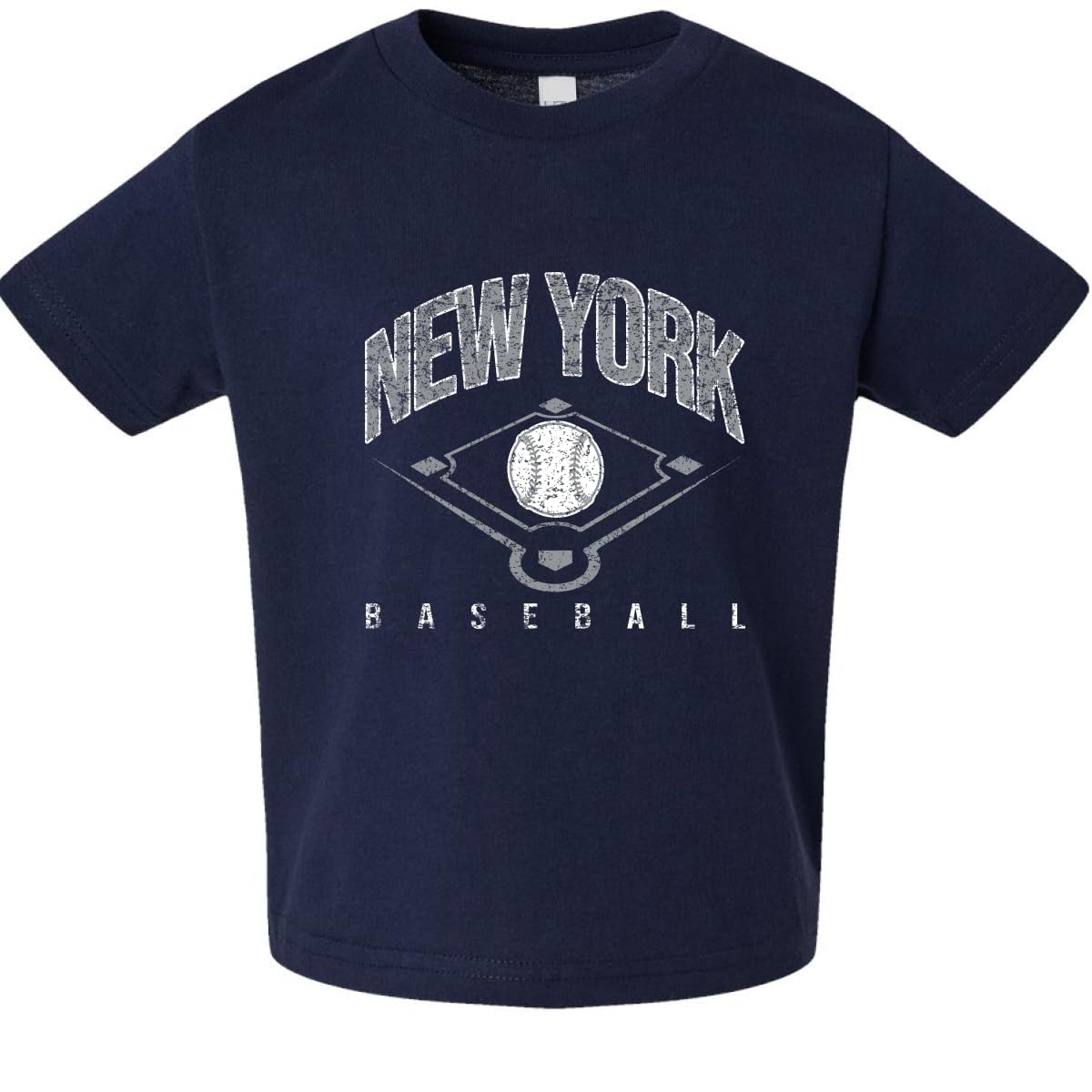 American Baseball Fan Vintage Distressed Field Sports Toddler Crew Graphic T-Shirt