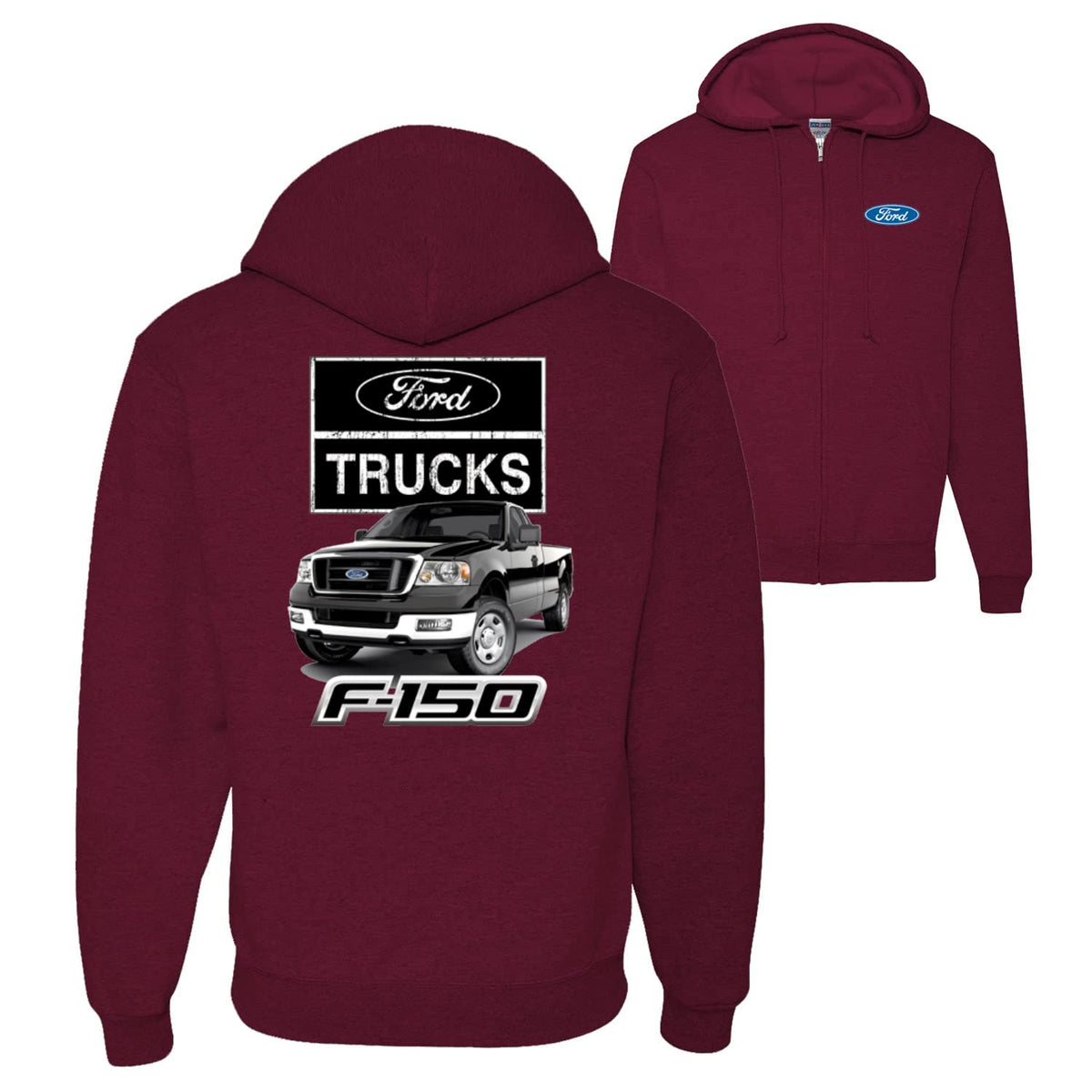 Ford Trucks F150 Pickup Front Back Cars and Trucks Graphic Zip Up Hoodie Sweatshirt