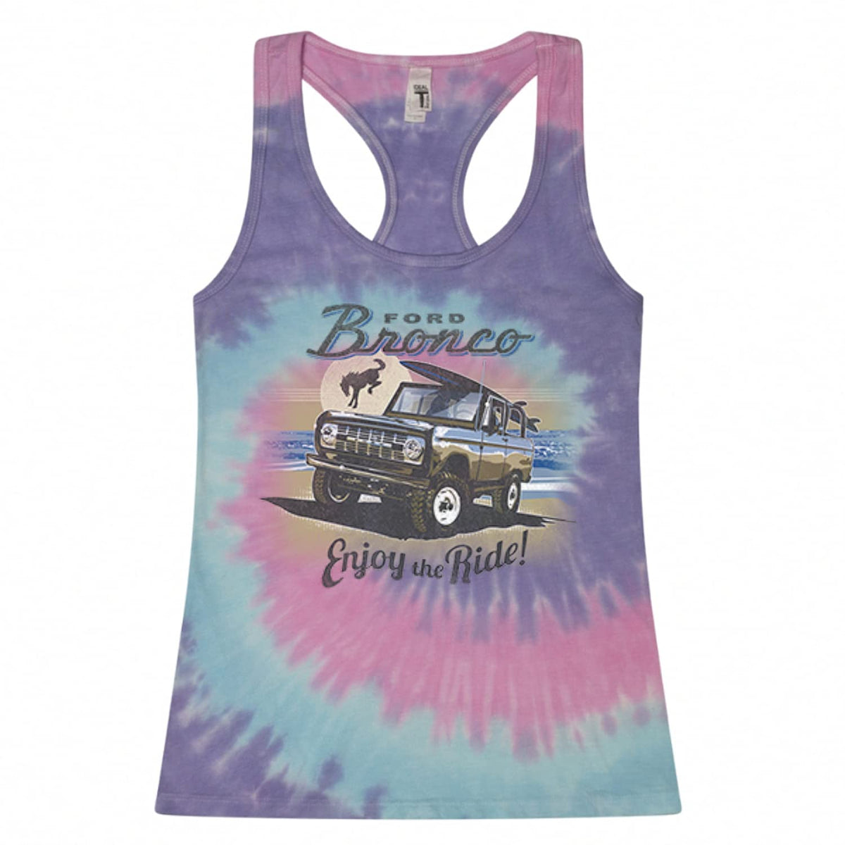 Classic Vintage Ford Bronco Enjoy The Ride Cars and Trucks Tie-Dye Racerback Tank Top