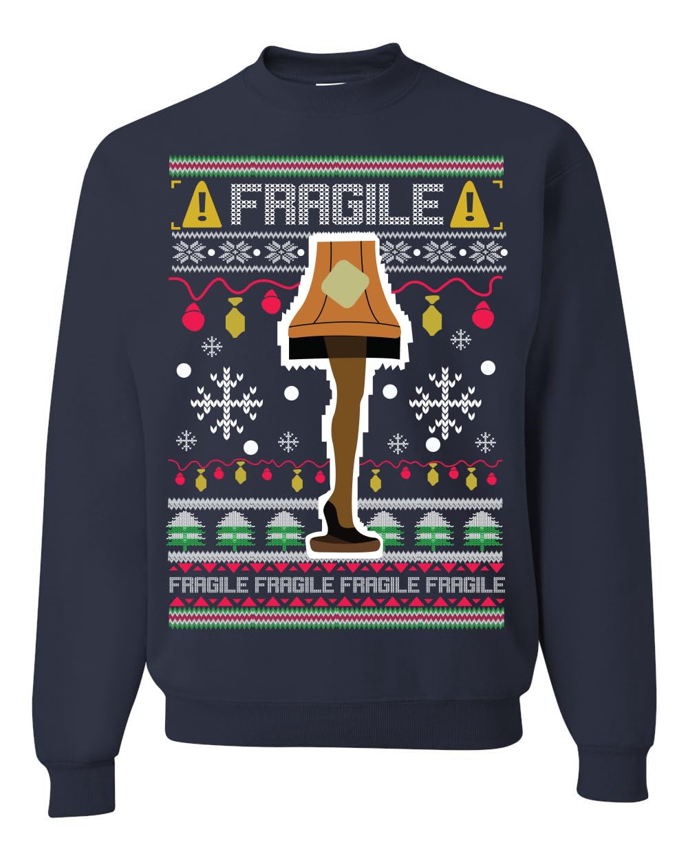 Fragile Leg Lamp Ugly Christmas Sweater Unisex Crewneck Graphic Sweatshirt