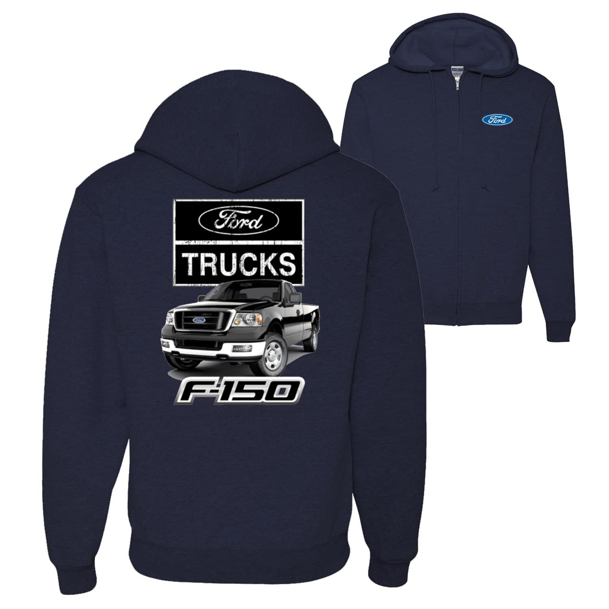 Ford Trucks F150 Pickup Front Back Cars and Trucks Graphic Zip Up Hoodie Sweatshirt