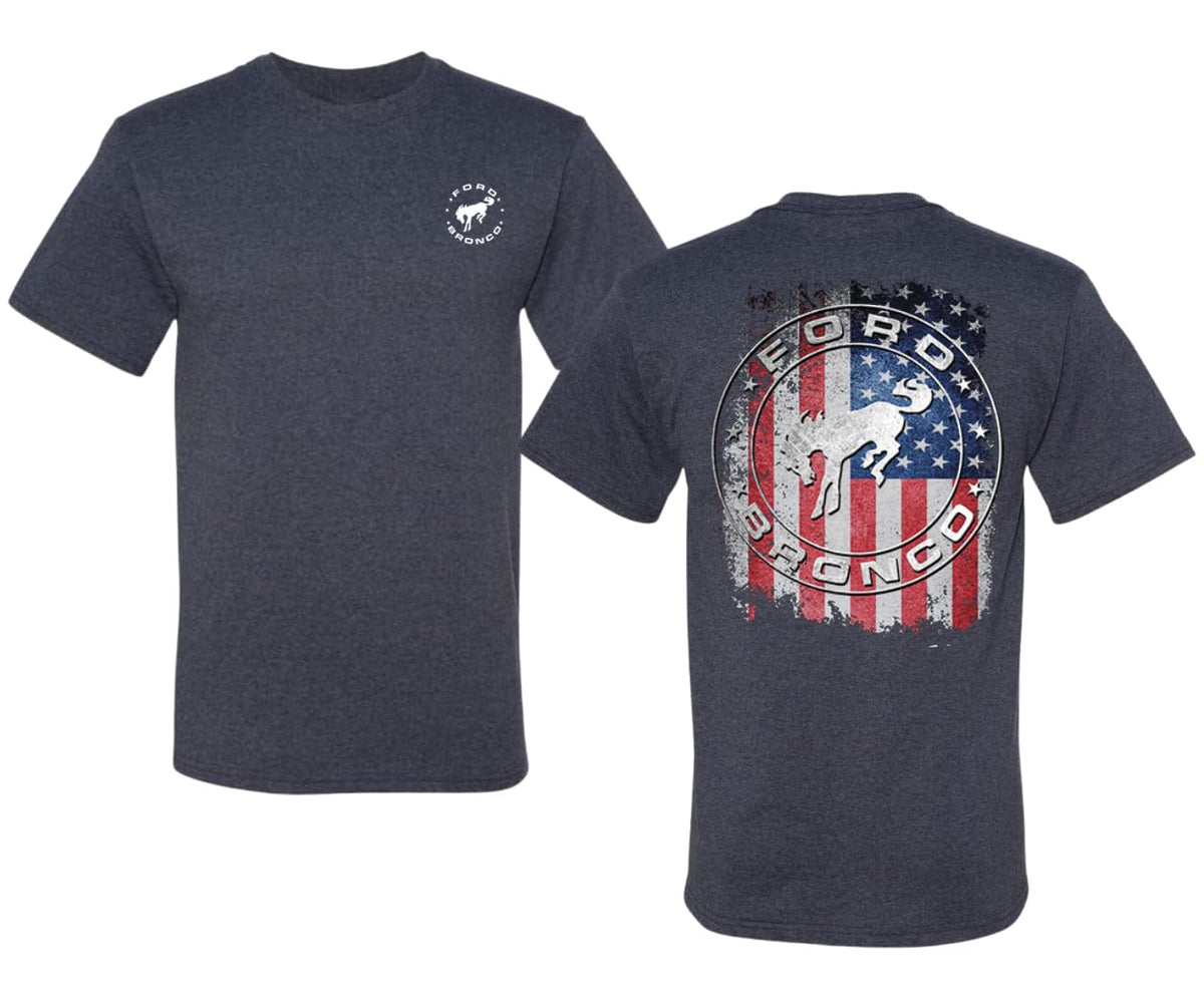 US Flag Ford Bronco Front and Back  Cars and Trucks Men's T-Shirt