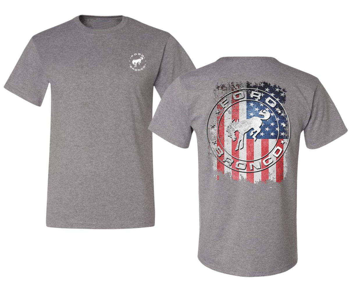 US Flag Ford Bronco Front and Back  Cars and Trucks Men's T-Shirt