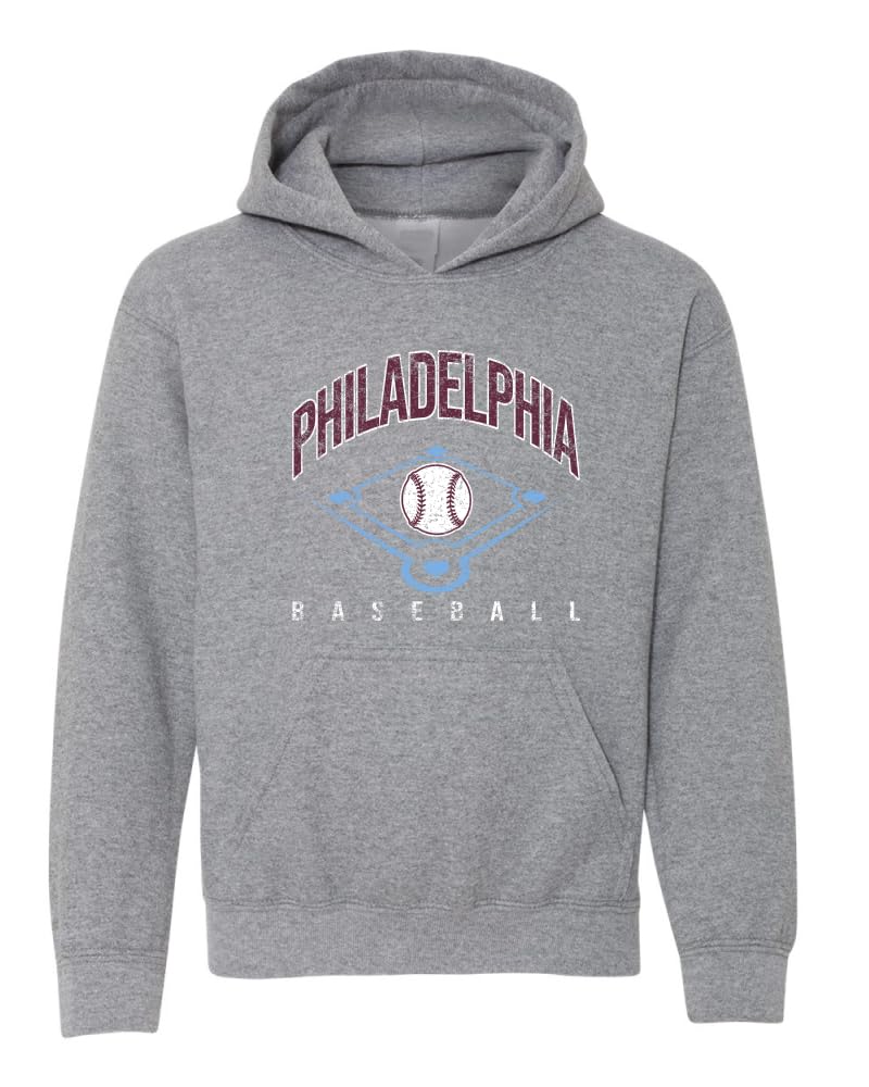 American Baseball Fan Vintage Distressed Field Sports Gift Youth Hooded Sweatshirt