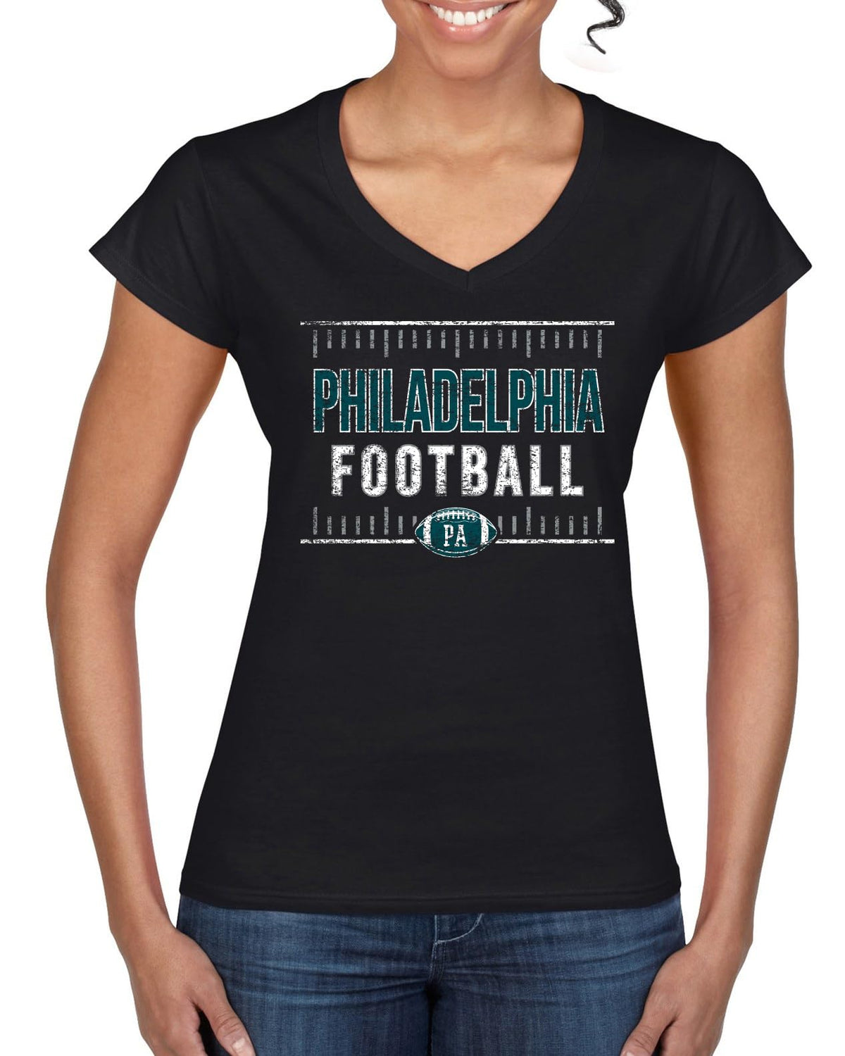 Grease The Poles Broad Street Phil Football Sports Womens Standard V-Neck Tee