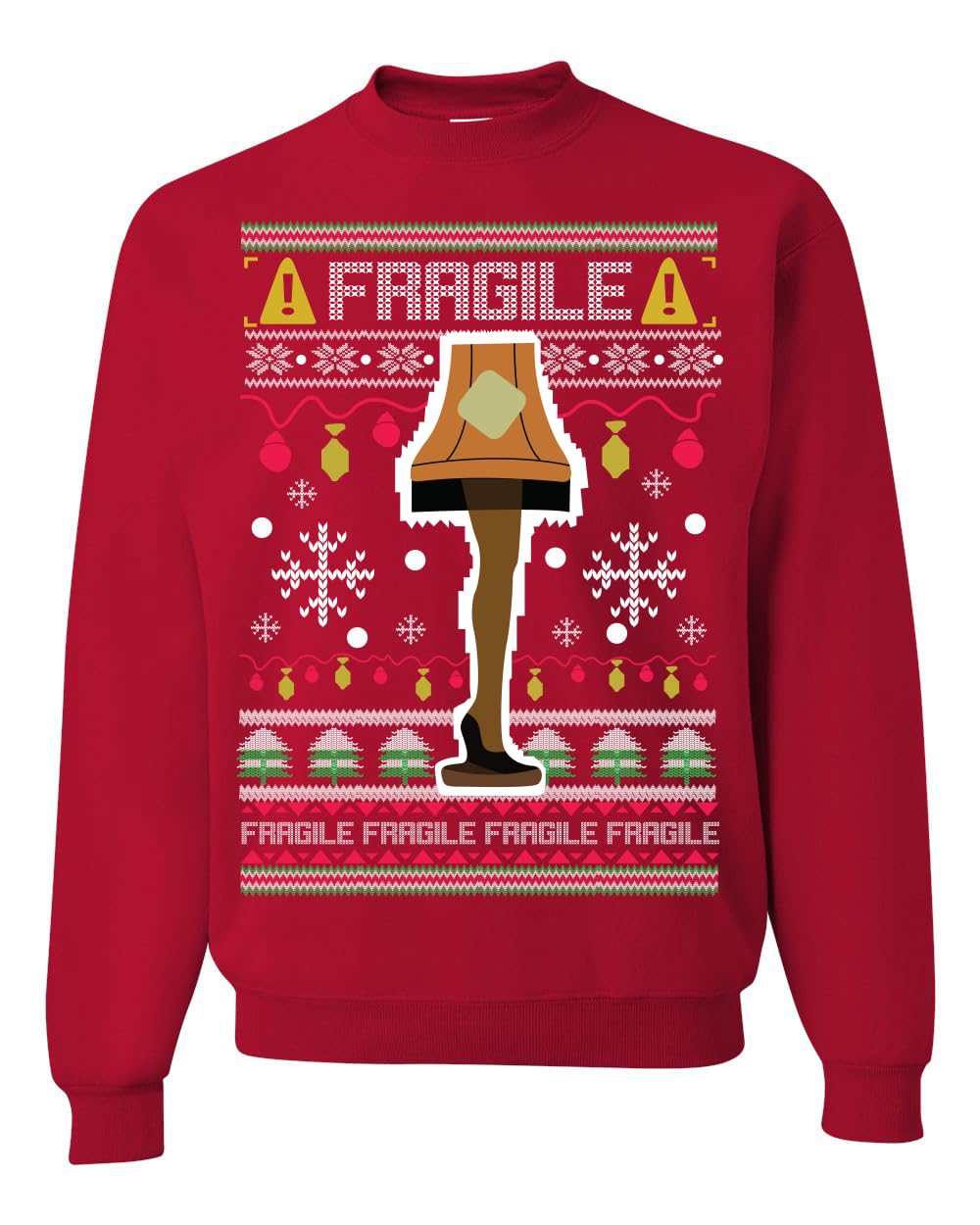 Fragile Leg Lamp Ugly Christmas Sweater Unisex Crewneck Graphic Sweatshirt