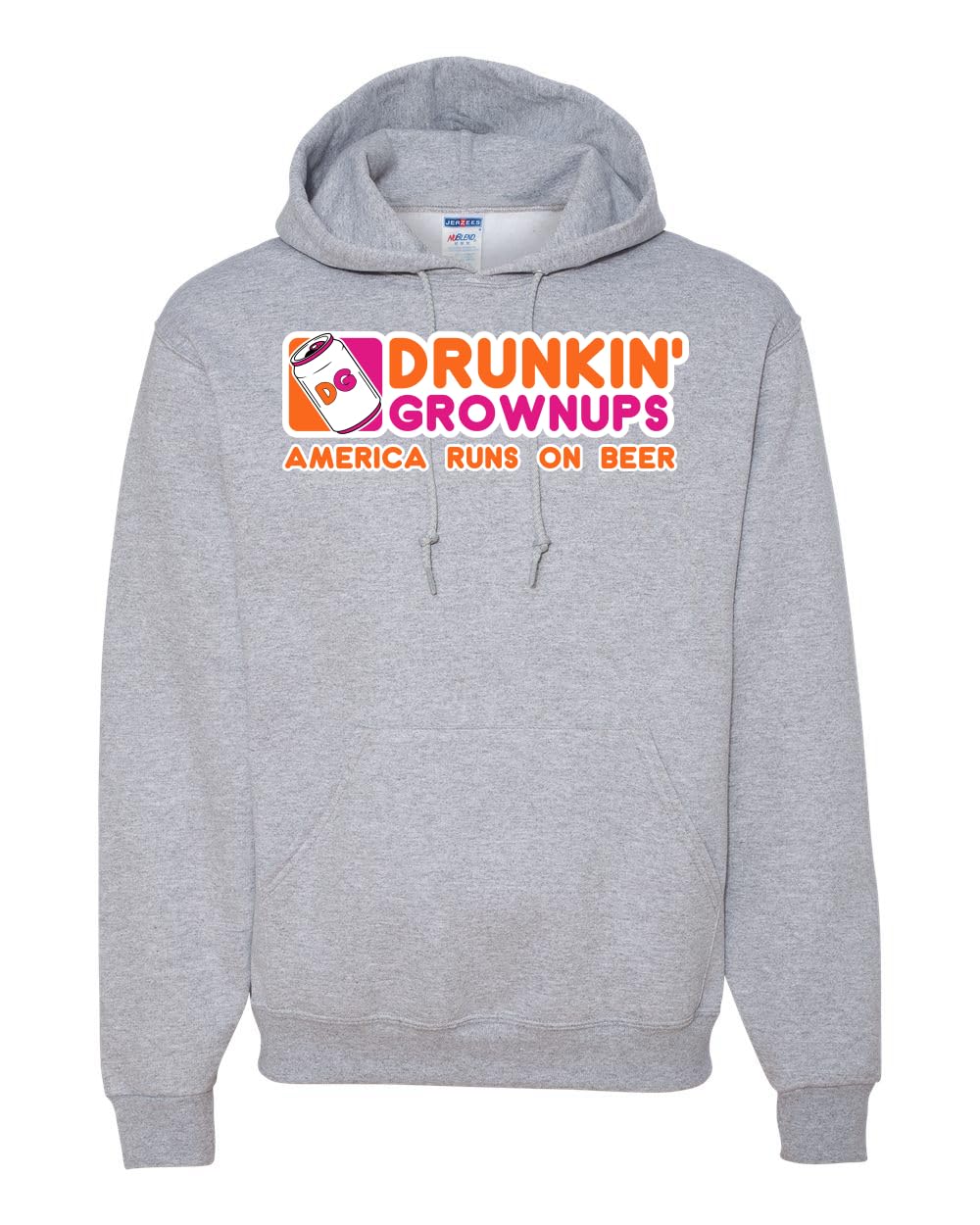 Drunkin' Grownups America Runs on Alcohol Parody Humor Unisex Hoodie Sweatshirt