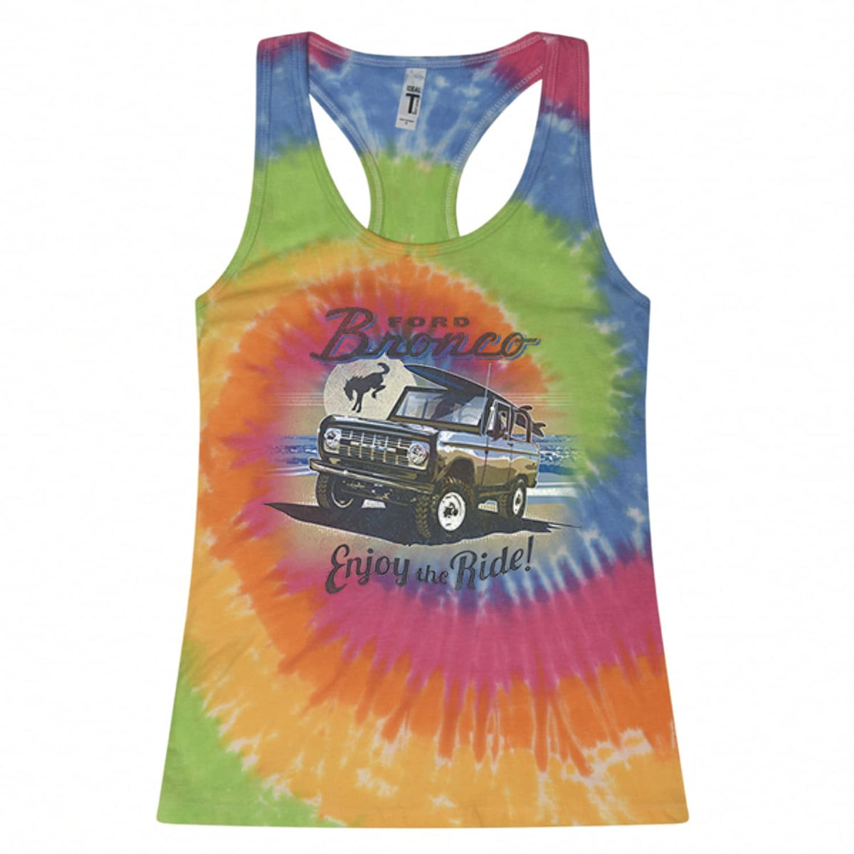Classic Vintage Ford Bronco Enjoy The Ride Cars and Trucks Tie-Dye Racerback Tank Top