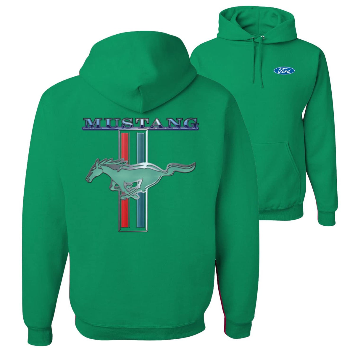 Ford Mustang Classic Pony USA Logo Emblem Cars and Trucks Front and Back Unisex Graphic Hoodie Sweatshirt