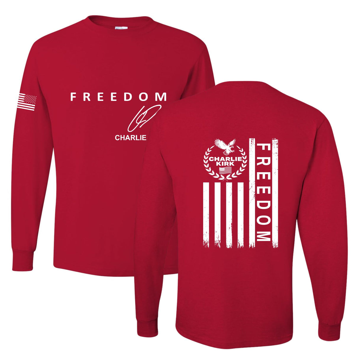 Freedom Cross, Christian Patriotic Men's Long Sleeve Shirt, Charlie Kirk Merch