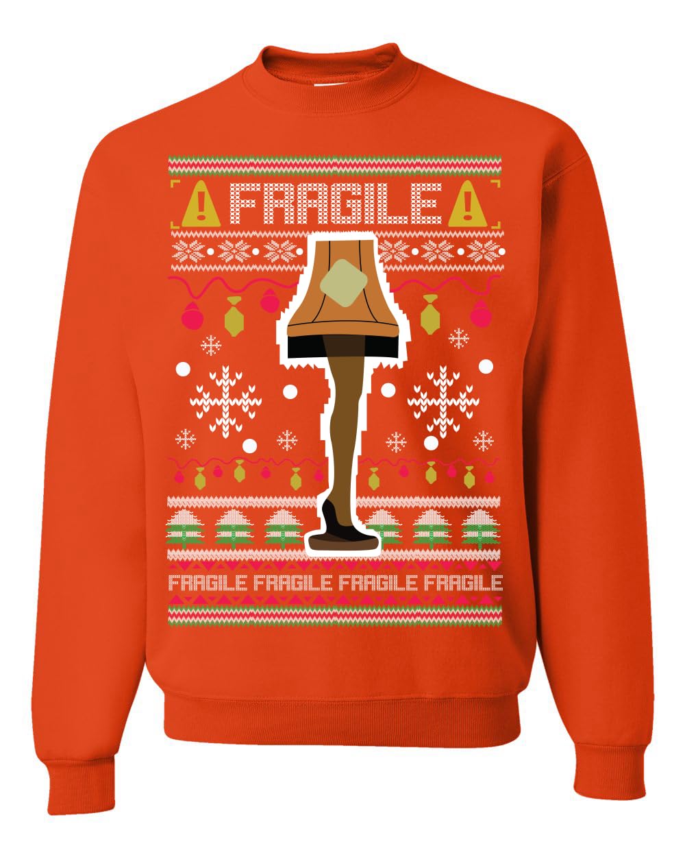 Fragile Leg Lamp Ugly Christmas Sweater Unisex Crewneck Graphic Sweatshirt