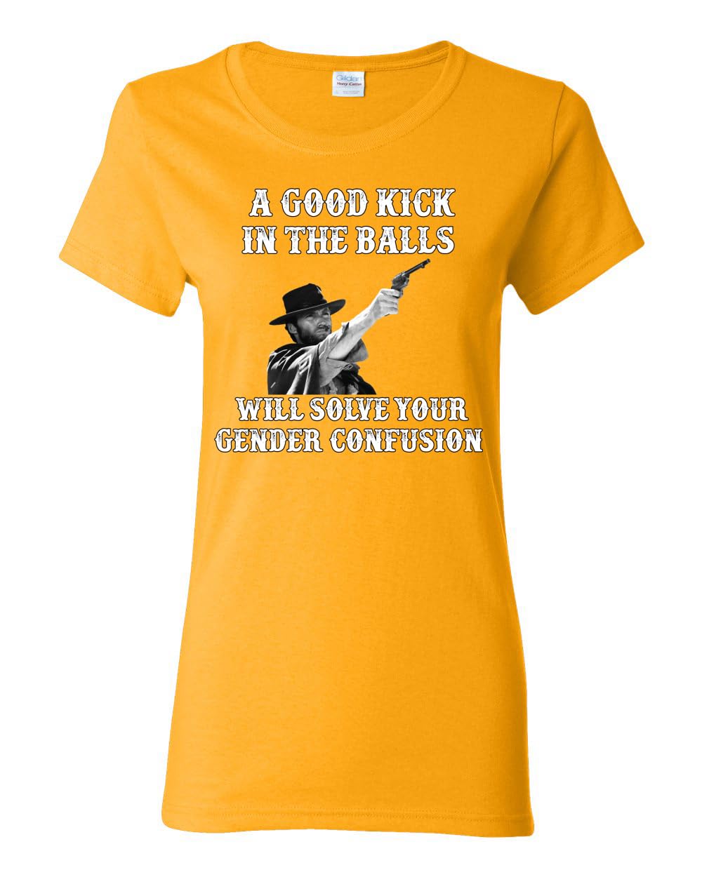 A Good Kick in The Balls Solves Gender Confusion Political Womens Graphic T-Shirt