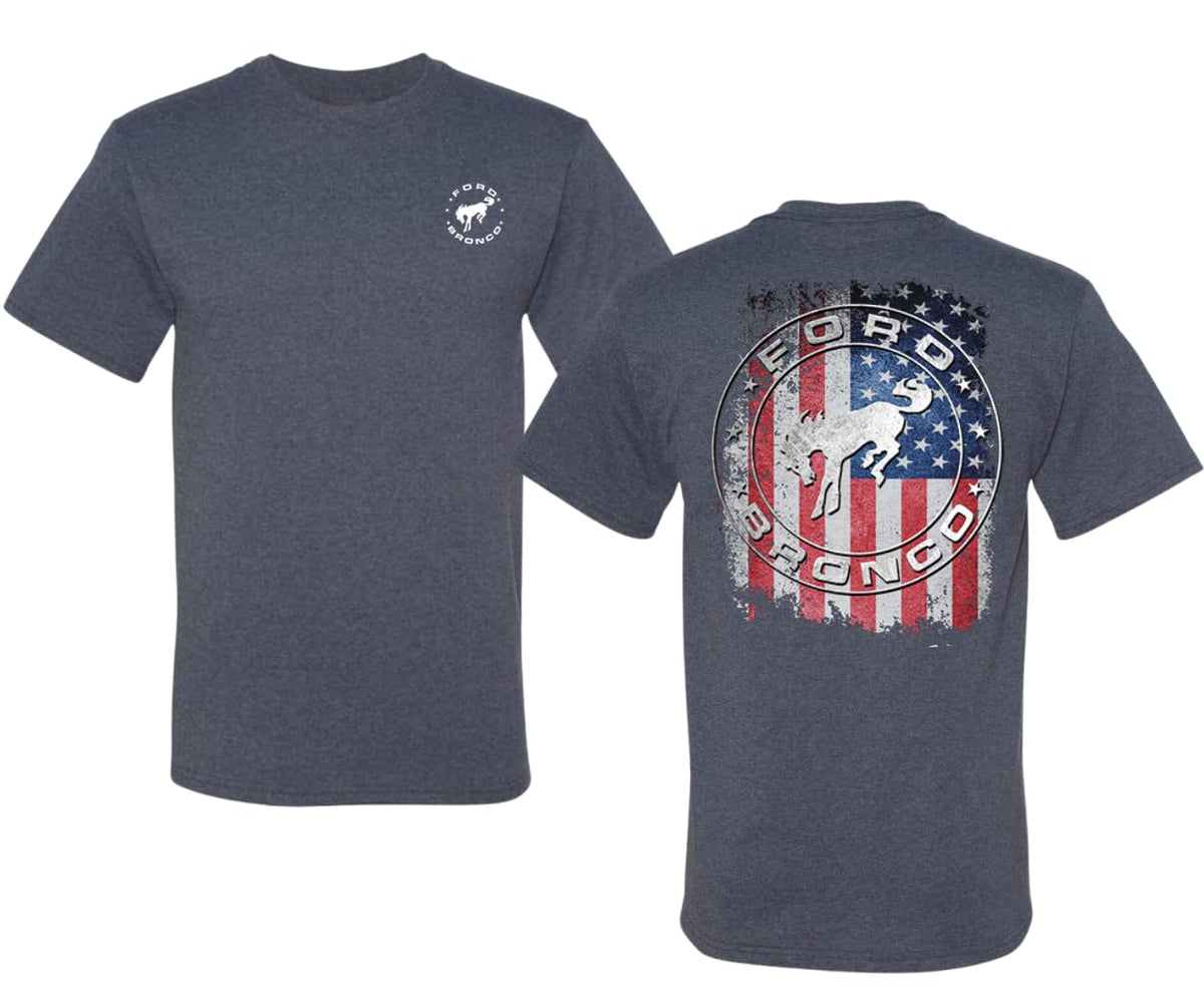 US Flag Ford Bronco Front and Back  Cars and Trucks Men's T-Shirt