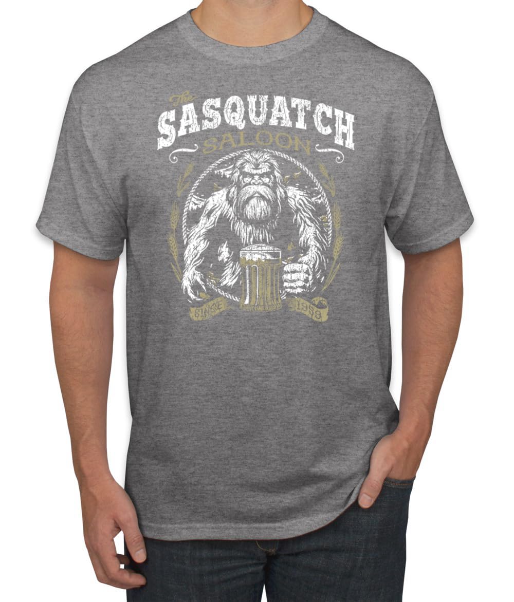 The Sasquatch Saloon Funny Bigfoot Beer Conspiracy Pop Culture Men's T-Shirt