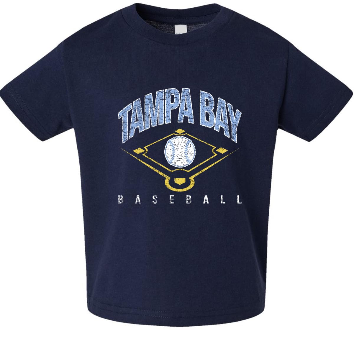 American Baseball Fan Vintage Distressed Field Sports Toddler Crew Graphic T-Shirt