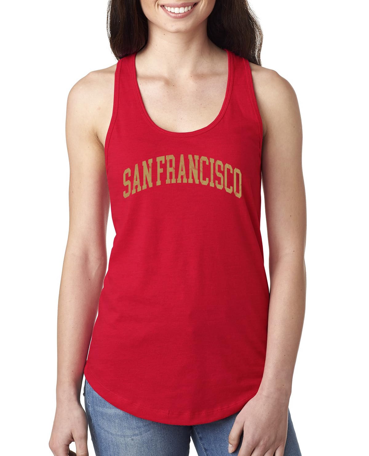 Classic Varsity College Style Fantasy Fan, Trendy Team Streetwear Sports Ladies Racerback Tank Top