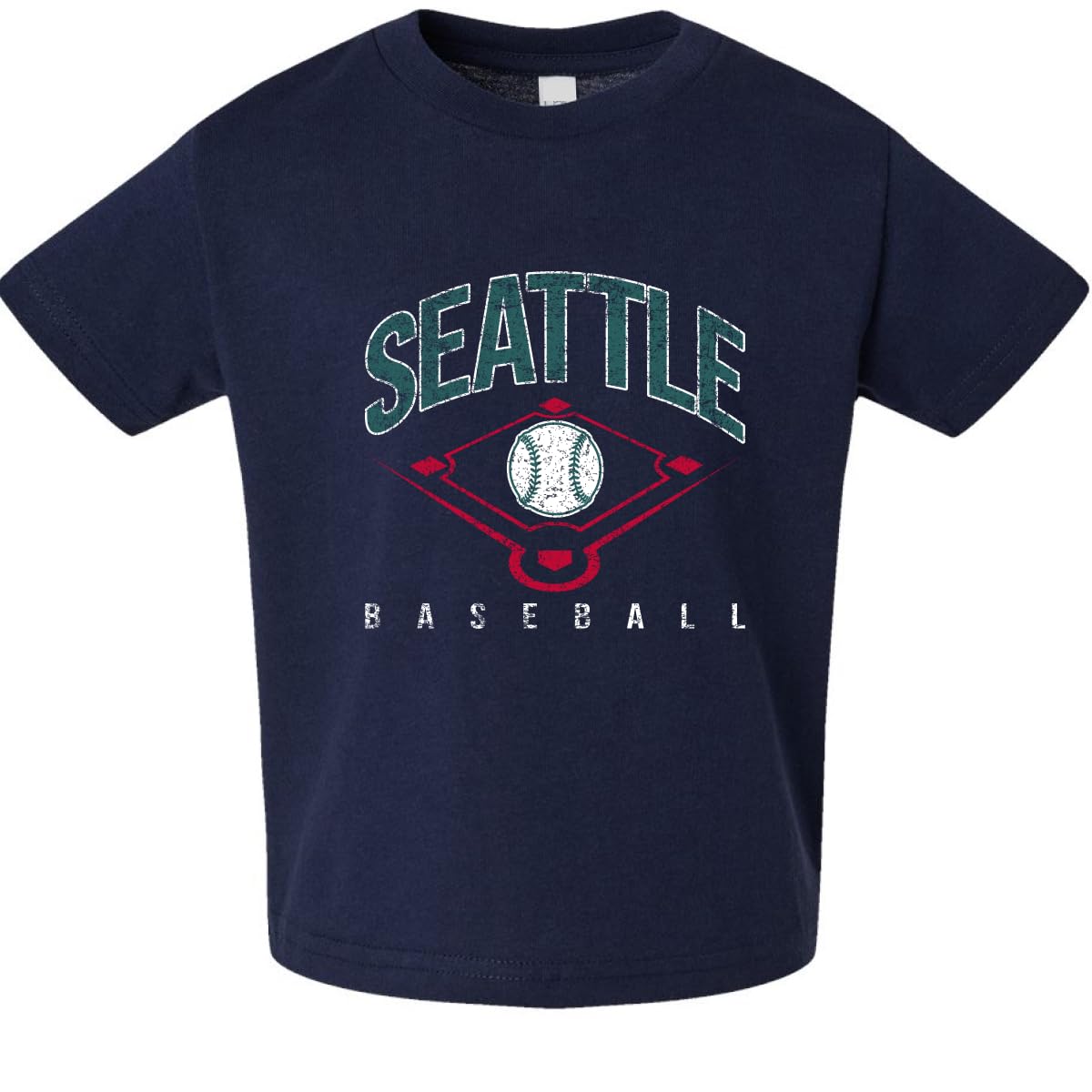 American Baseball Fan Vintage Distressed Field Sports Toddler Crew Graphic T-Shirt