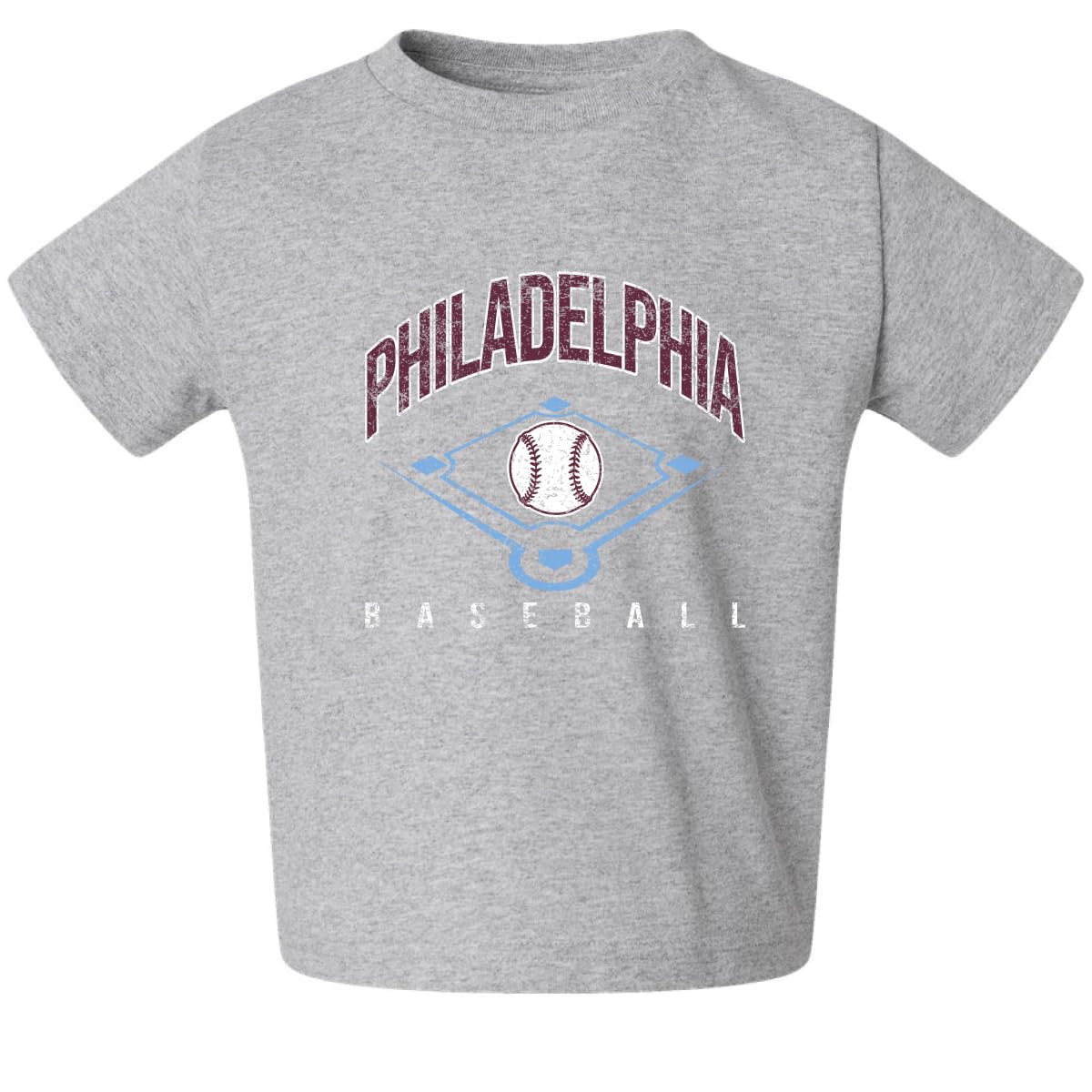 American Baseball Fan Vintage Distressed Field Sports Toddler Crew Graphic T-Shirt