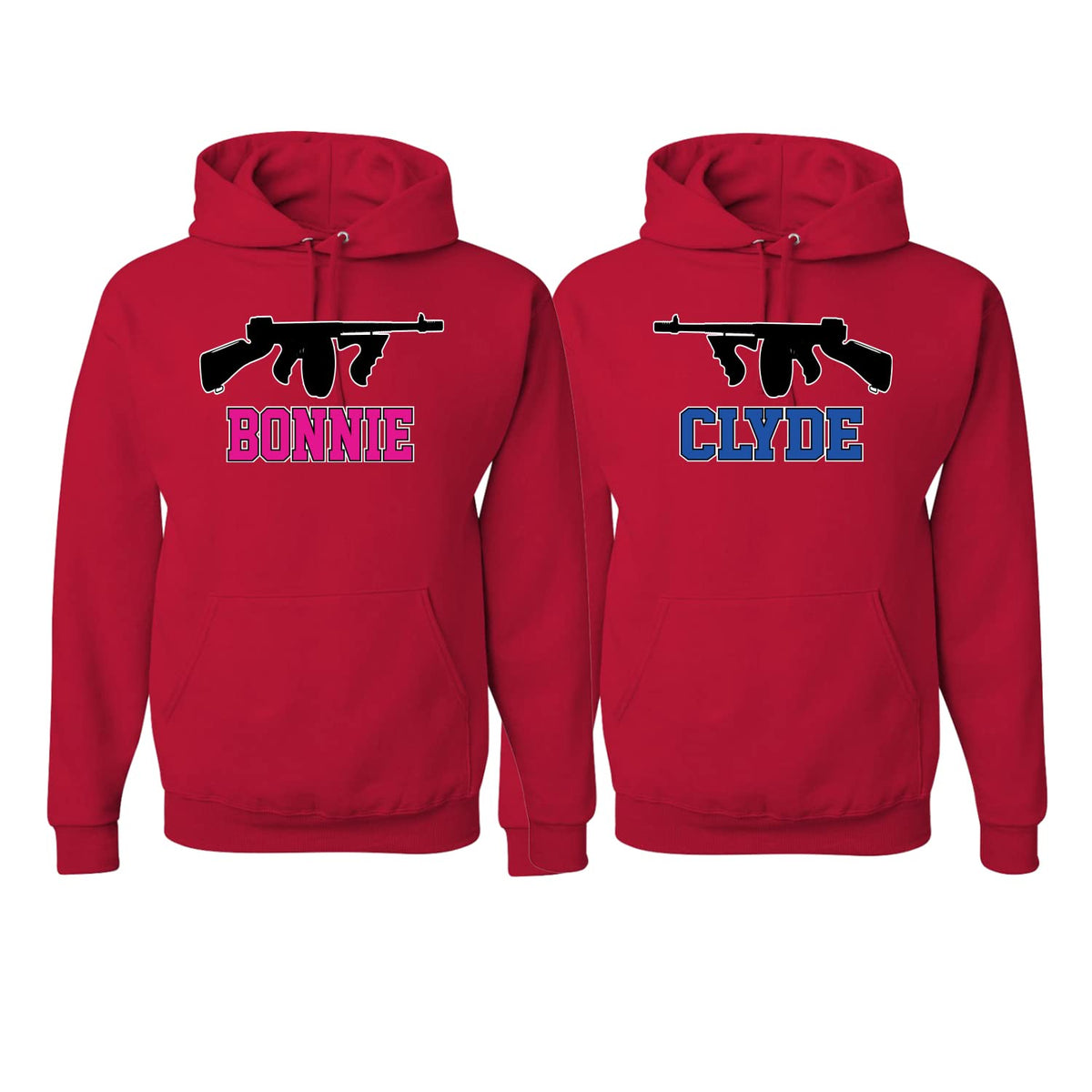 Bonnie Clyde Classic Guns Love Cute Boyfriend Girlfriend His and Hers Matching Couples Hoodie Sweater Set