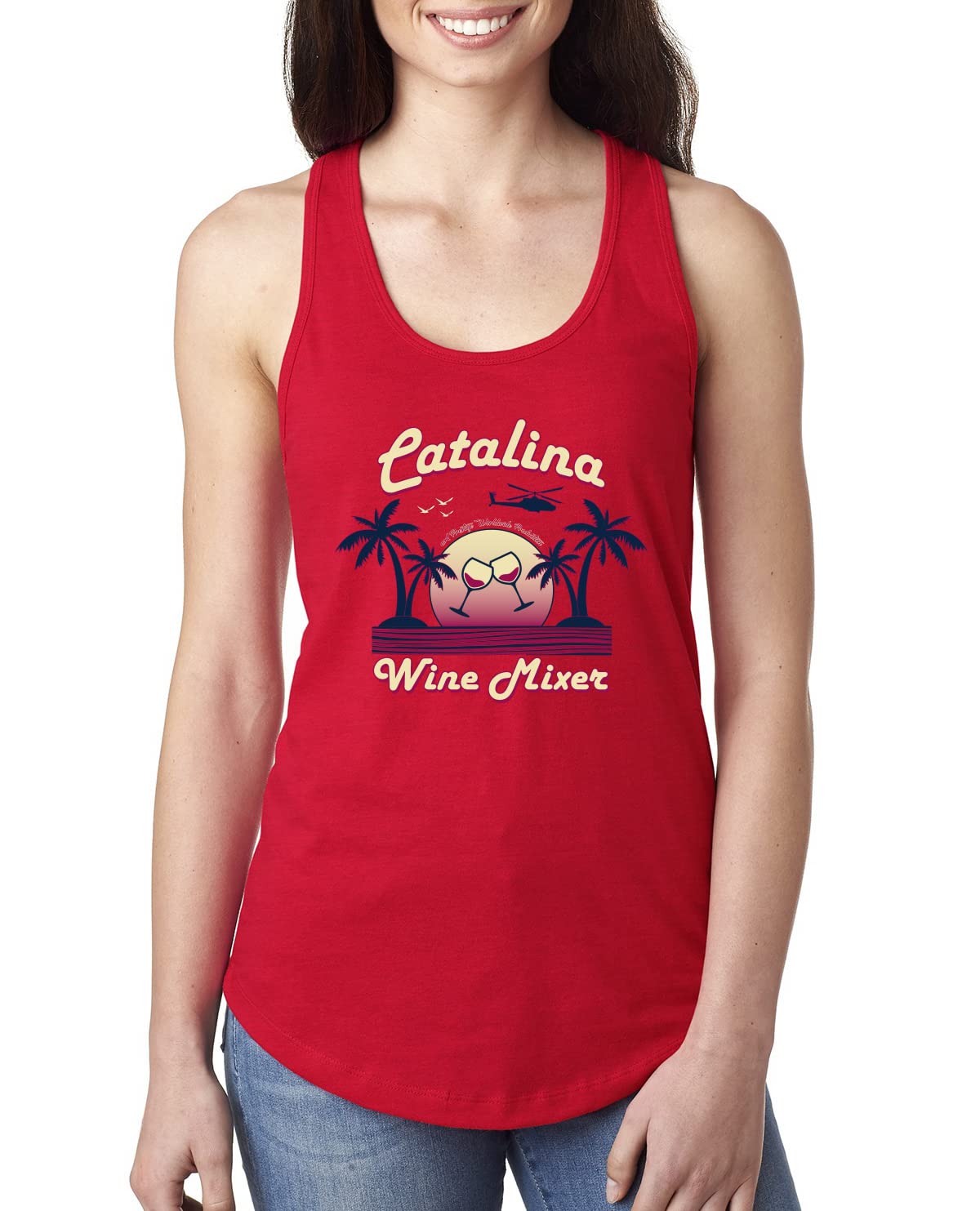 Funny Catalina Wine Mixer Island Pop Culture Ladies Racerback Tank Top