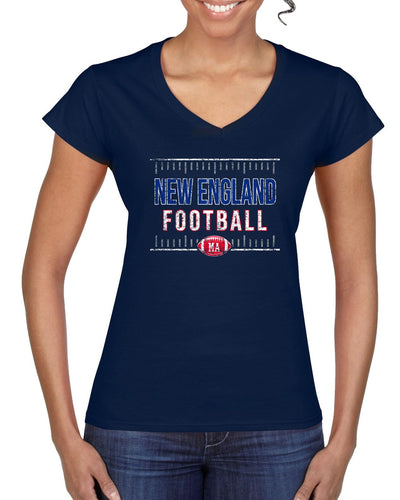 New England Fans NE Fantasy Football Sports Womens V-Neck Tee